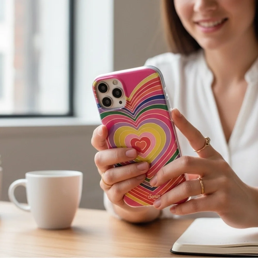 Sonix Rainbow Hearts iPhone MagSafe Antimicrobial Hardshell Case various sizes